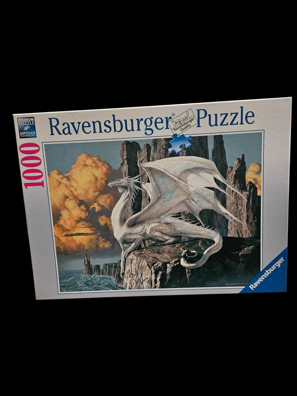 Ravensburger White Dragon Jigsaw Puzzle with Stormy Sky Accents